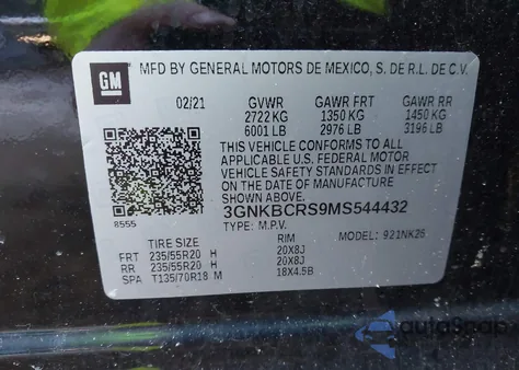 2021 Chevrolet Blazer Fwd 2Lt z USA, uszkodzony, nr VIN 3GNKBCRS9MS544432